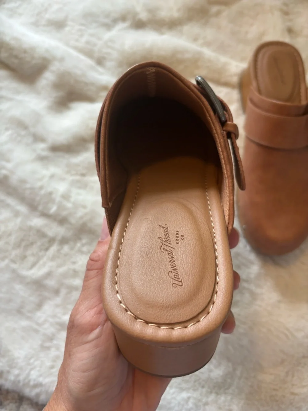 Comfort-Fit Brown Leather Mule Clogs with Buckle - Picture 5 of 6